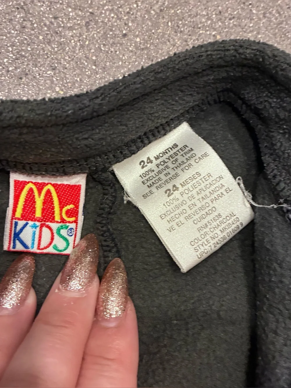 Vintage McKids 24 Months Black Fleece One Piece Romper Coverall 90s Toddler